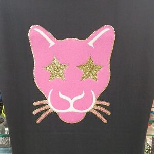 Pink and Gold Cat Graphic Tee (Small)